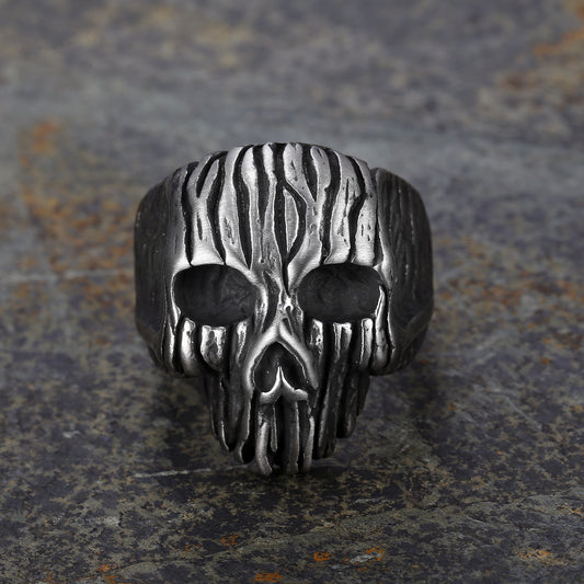 Unisex Titanium Steel Skull Ring Punk Style Jewelry For Men And Women Boiled Black Polished Finish Accent Bold