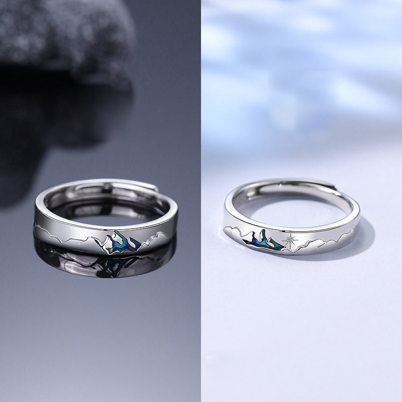 Sterling Silver Adjustable Couple Rings Unisex His And Hers Matching Promise Rings S925 Jewelry Korean Style For Couple