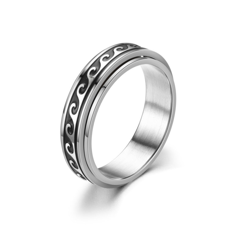 Geometric Ring Stainless Steel Blackened Titanium Steel Finish Durable Everyday Ring Mens Fashion Jewelry Edge