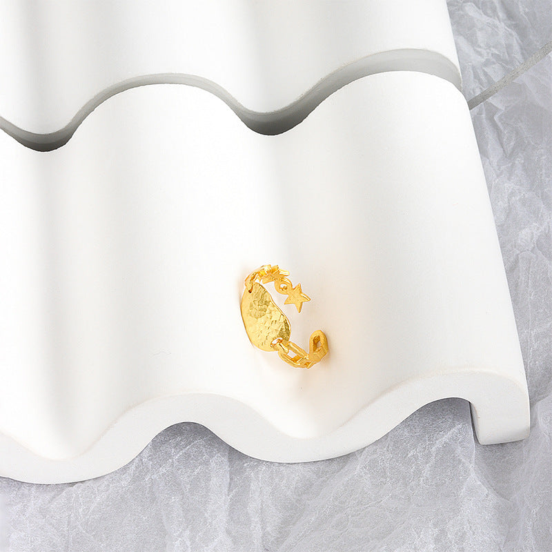 Geometric Copper Ring Adjustable Hollow Design Electroplated Platinum Gold 8mm Wide Fashion Statement Ring Now