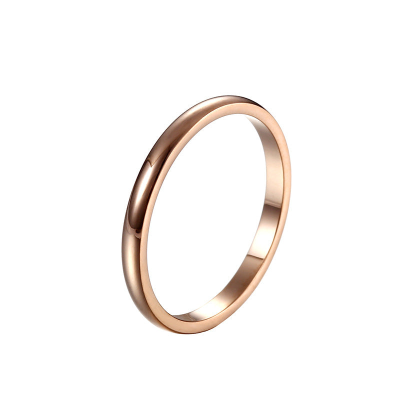Titanium Steel Ring 18K Rose Gold Plated Ring With Gems Electroplated Thin Ring For Women Girls Size 5 6 7 8 9 10
