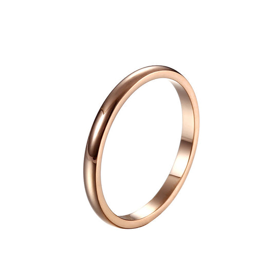 Titanium Steel Ring 18K Rose Gold Plated Ring With Gems Electroplated Thin Ring For Women Girls Size 5 6 7 8 9 10