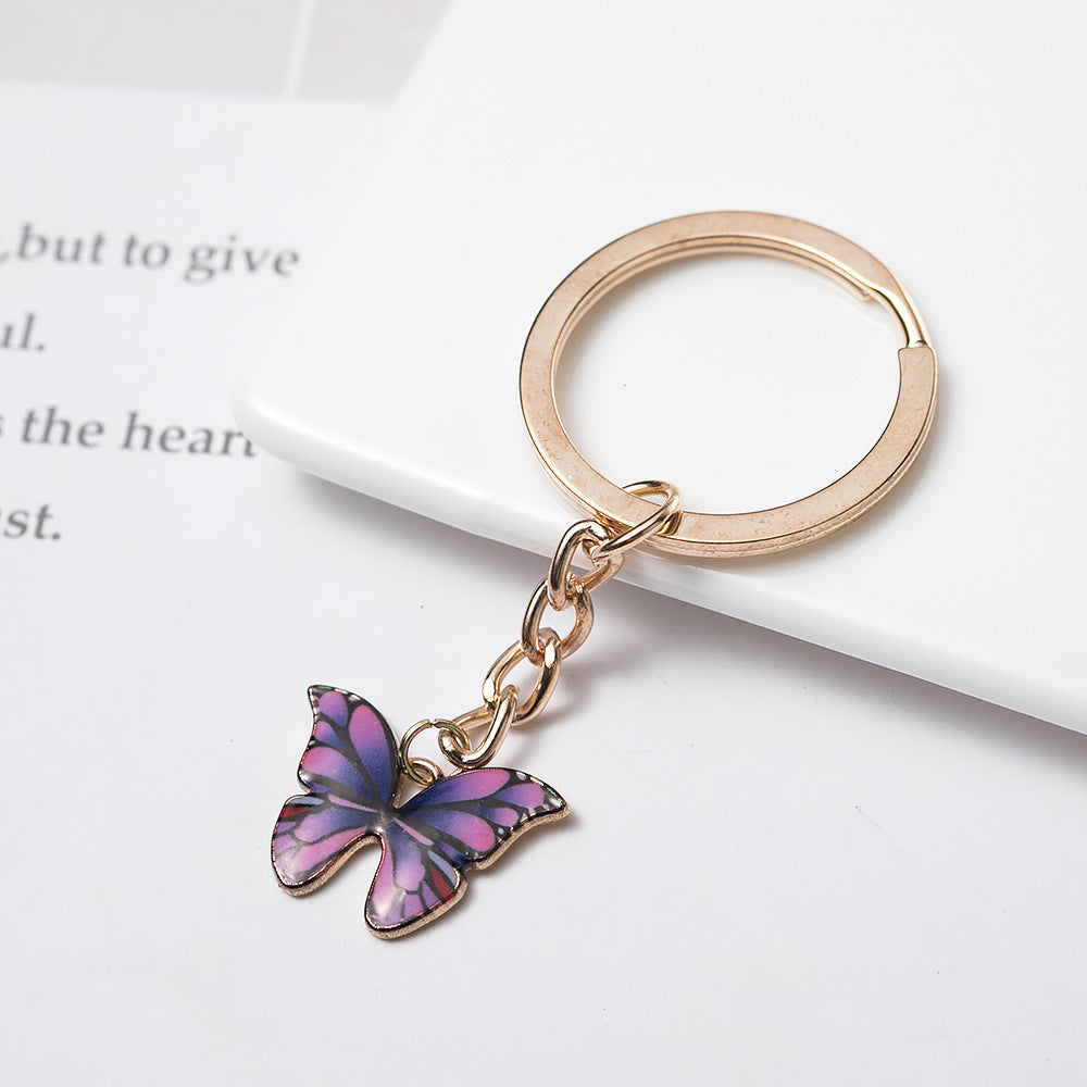 Butterfly Pendant Keychain Dripping Oil Design Alloy Key Ring Lightweight Fashion Accessory For Keys Bags And Decor