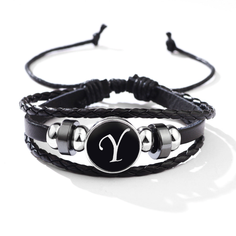 Womens Leather Bracelet With Initials Charm Adjustable Extension Classic Jewelry For Women And Girls For Women