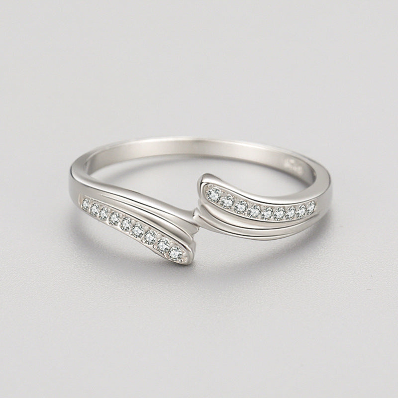 Womens Ring S925 Sterling Silver Geometric Asymmetric Design Diamond Cut Gold Plated Artificial Gem Inlay Luxe