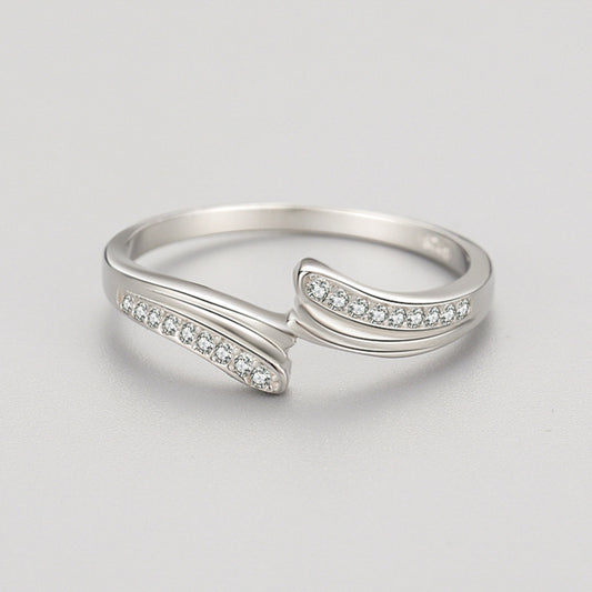 Womens Ring S925 Sterling Silver Geometric Asymmetric Design Diamond Cut Gold Plated Artificial Gem Inlay Luxe