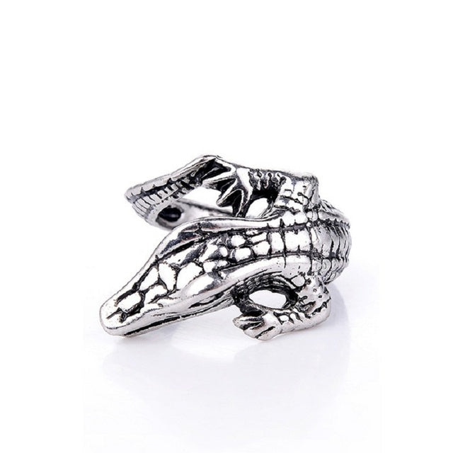 Womens Fashion Rings Set Retro Punkish Gothic Snake Dragon Animal Design Adjustable Alloy Rings Silver Jewelry