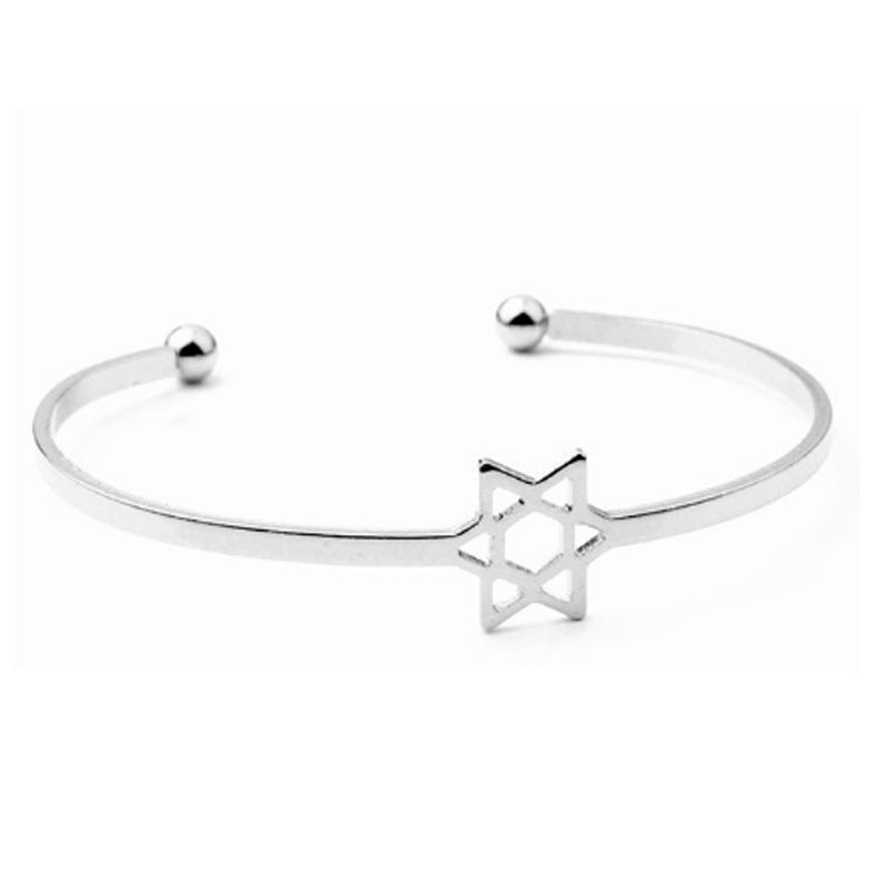 Six Pointed Star Bracelets Adjustable Opening Design Fashion Jewelry Simple Couple Gifts Gold Silver Rose Gold