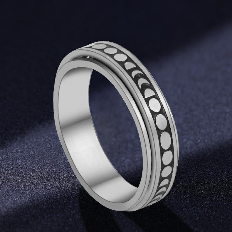 Star And Moon Titanium Rotatable Ring For Women Elegant Stainless Steel Jewelry Gold Silver Black Elegant Details