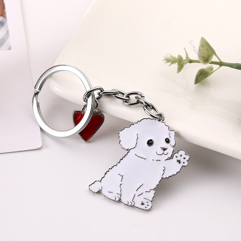 Cute Waving Puppy Dog Keychain Keyring Alloy Metal Charm Car Accessory Fashionable Gift For Dog Lovers For All