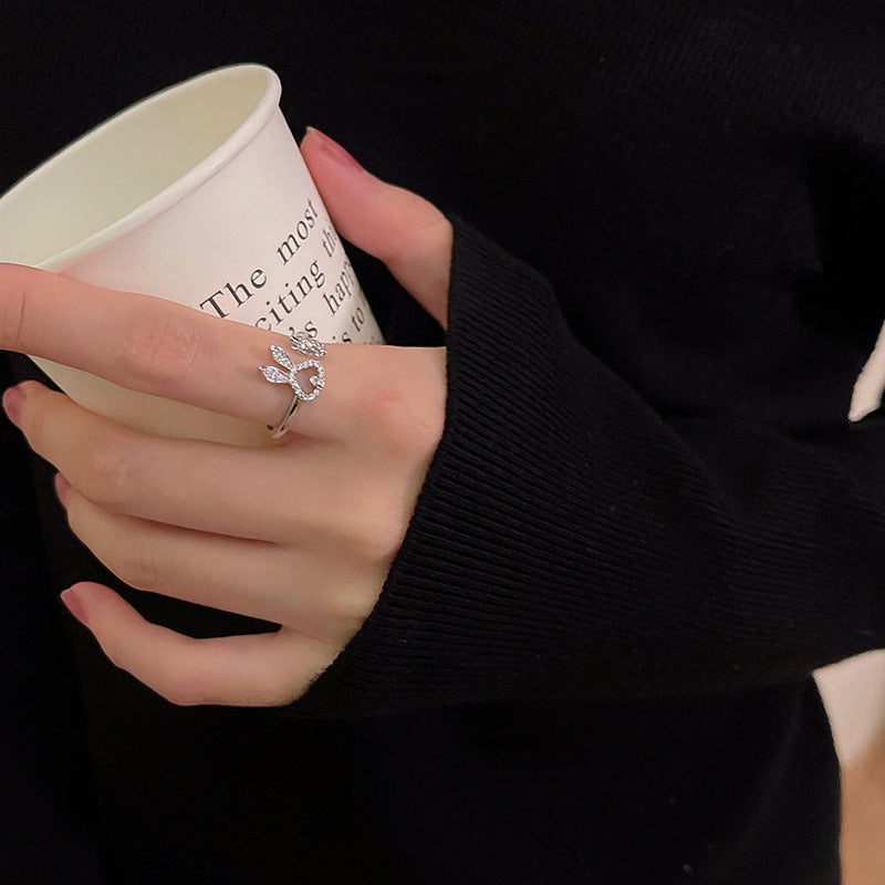 Womens Animal Rabbit Ring Copper Inlaid Zircon White Gold Plated Zodiac Ring Fashion Jewelry For Women Jewelry