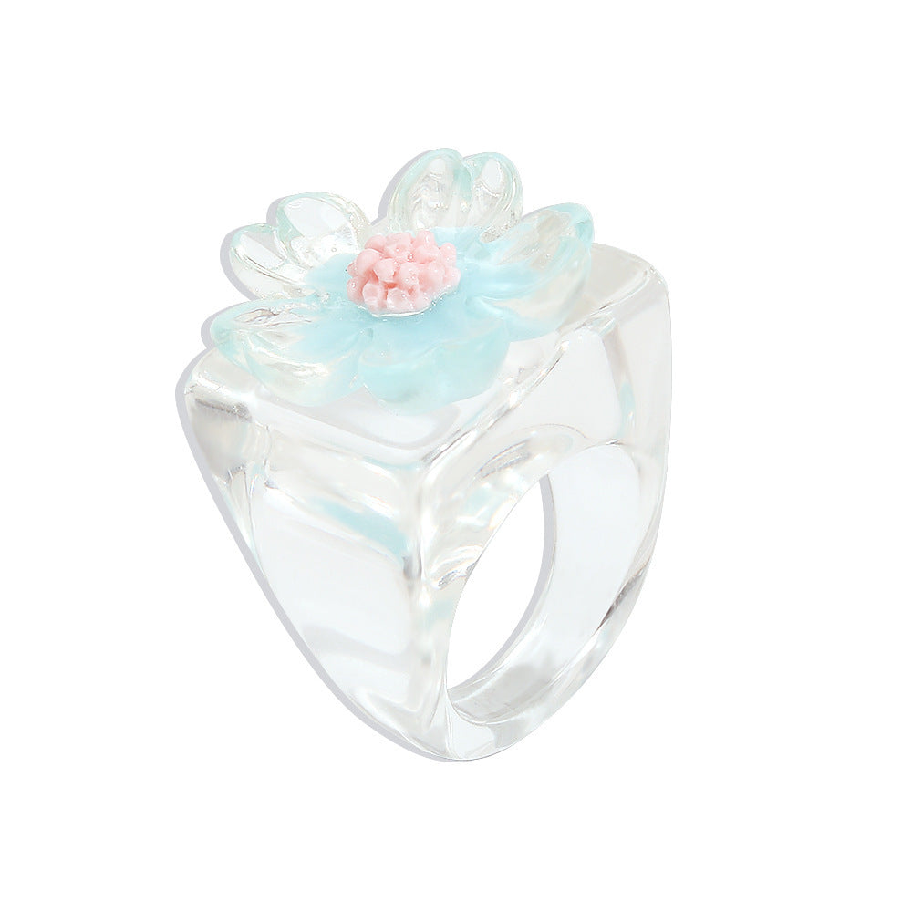 Resin Rings For Women Colorful Acrylic Geometric European Style Statement Jewelry Colorful Resin Ring Ornament