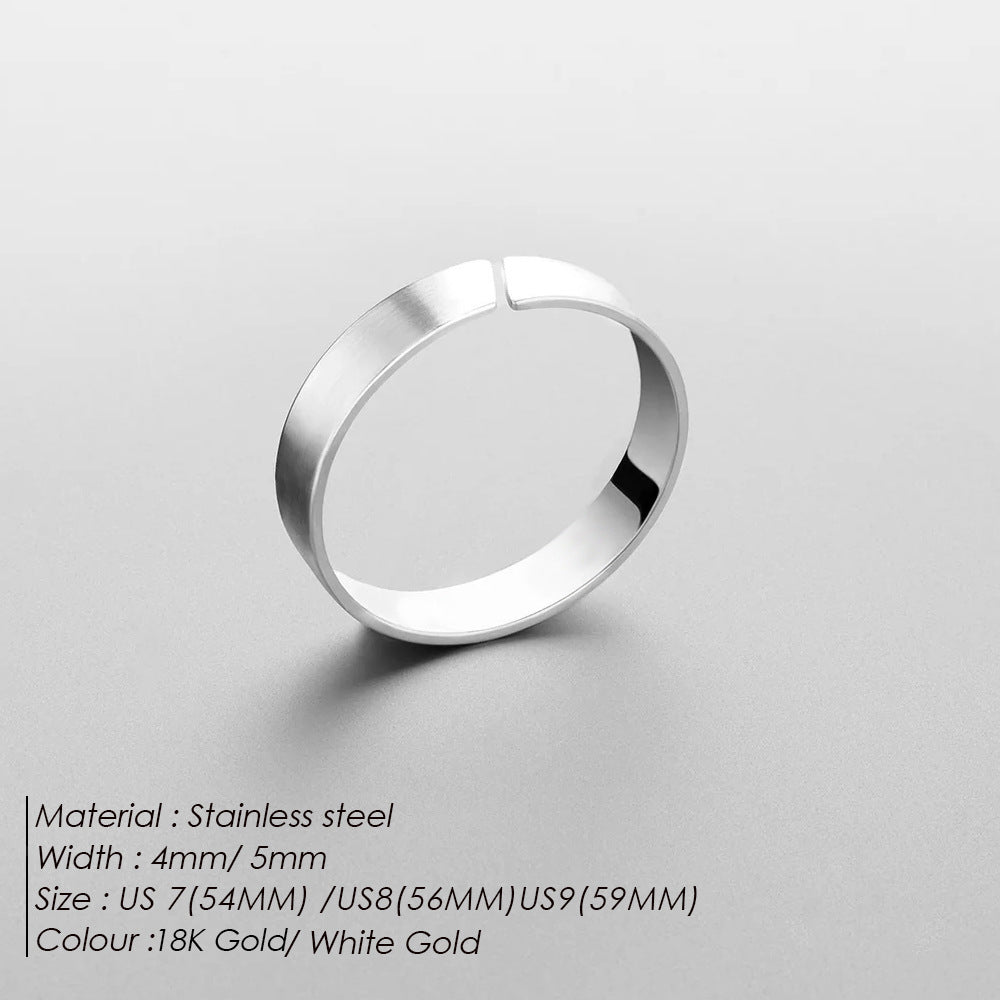 Adjustable Minimalist Titanium Steel Ring Open Mouth Aperture For Men Personalize Size US7 US8 US9 ModernStyle