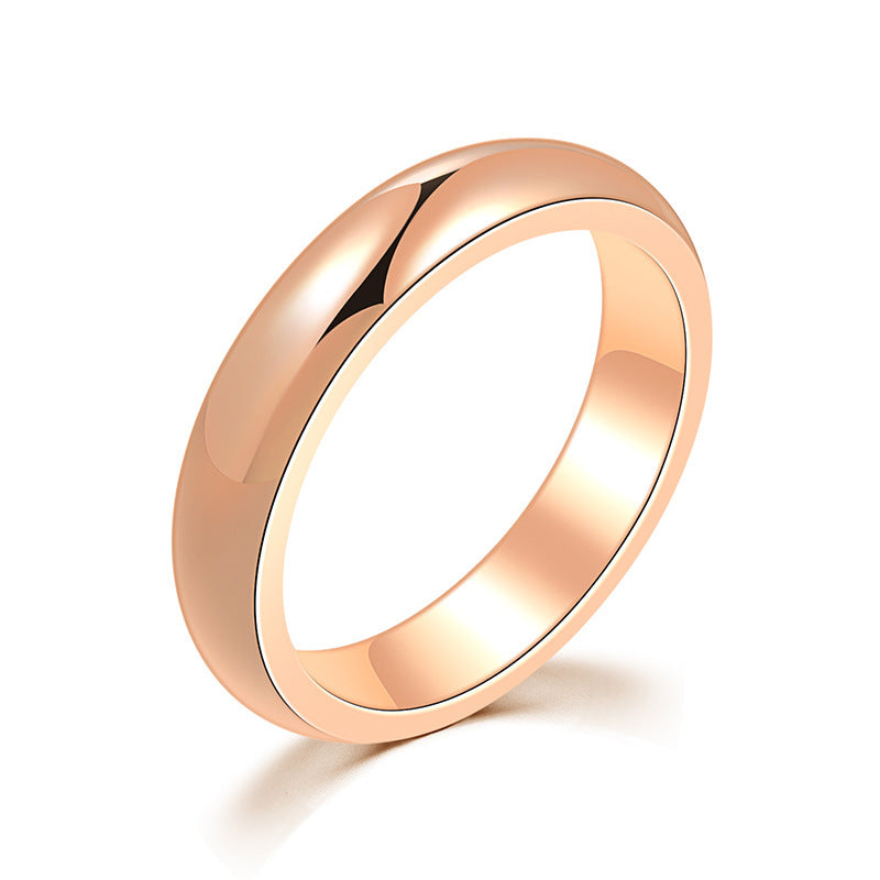 Titanium Steel Ring Glossy Electroplated Band For Couple Jewelry Rose Gold Tone Stunning Design For Couple Gift