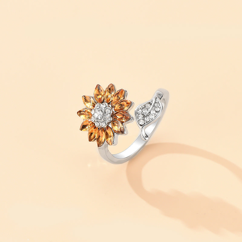 Crystal Geometric Ring For Women Gold Alloy Jewelry Elegant Everyday And Special Occasion Sparkle Everyday Gem