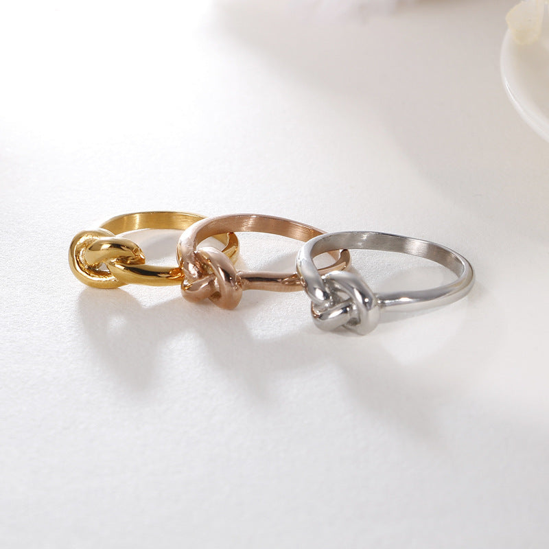 Knot Geometric Titanium Steel Ring Gold Tone Or Rose Gold For Women Size 6 7 8 9 Fashion Jewelry Everyday Wear Jewelry