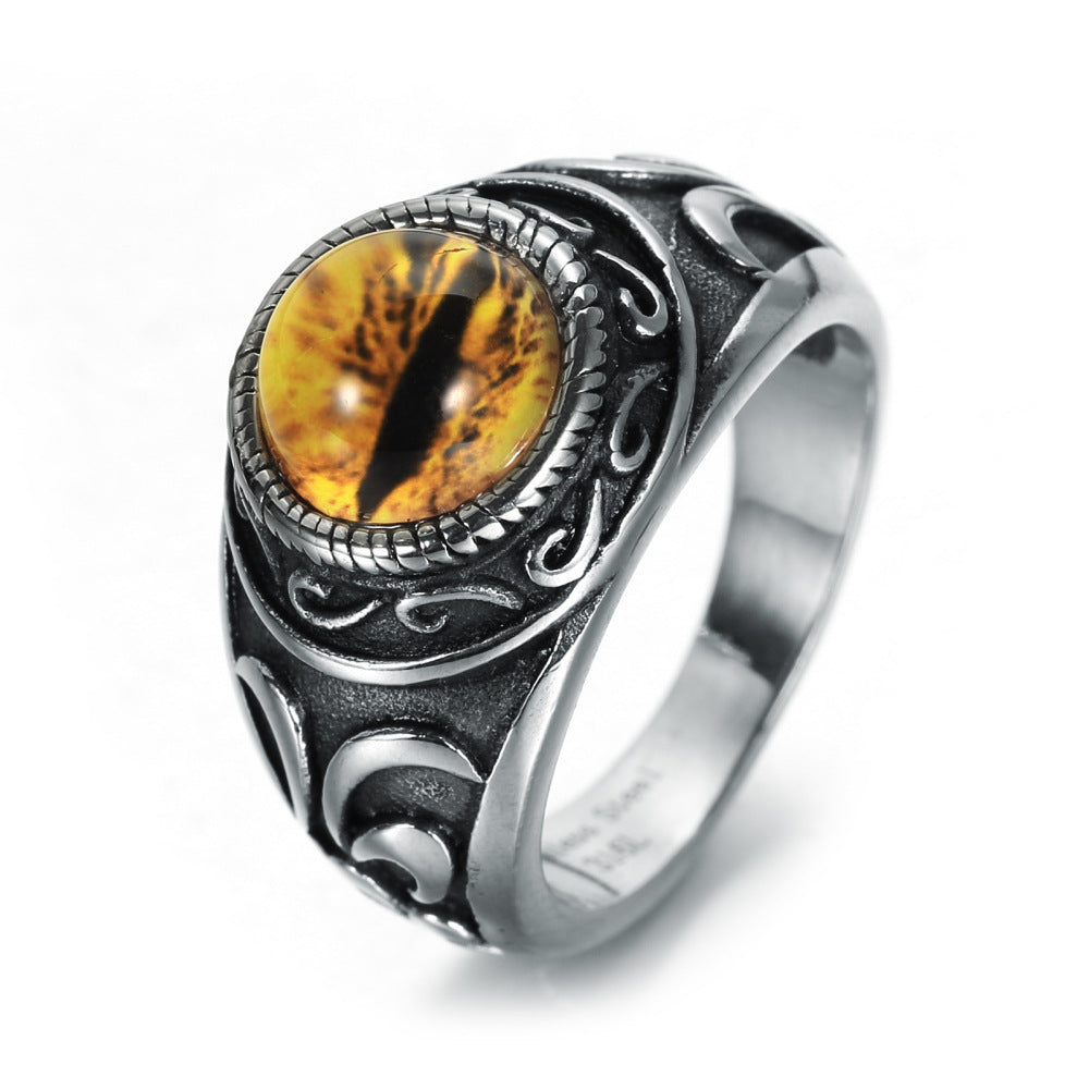 Mens Stainless Steel Ring Vintage Geometric Design Individually Packed Travel Souvenir Gift Yellow Tone Travel