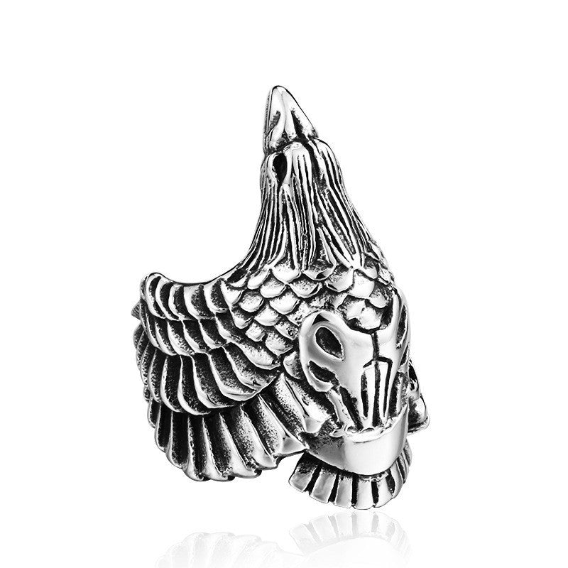 Men's Fashion Ring Personalized Stainless Steel Crow Design Ring Geometric Statement Ring Simple Titanium Steel Ring for Him Fashion Jewelry Gift