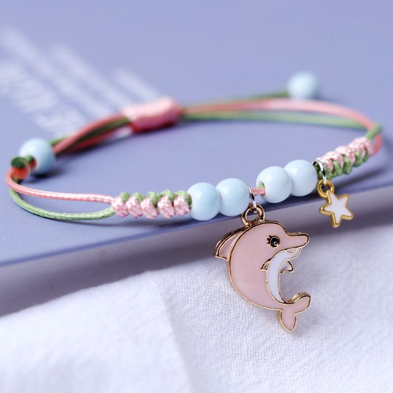 Unisex Dolphin Bracelet Adjustable Ceramic Beads Cartoon Animal Design Friendship Gift Individually Packed Now