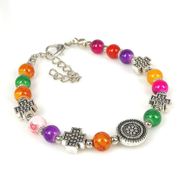 Unisex Bracelet With Tibetan Silver Beads Bohemian Ethnic Fashion Jewelry Travel Accessory And Trade Show Gift
