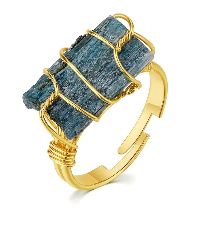 Adjustable Amethyst Crystal Ring in Gold Plated Finish for Women Geometric Winding Jewelry Elegant Gift Idea for Her