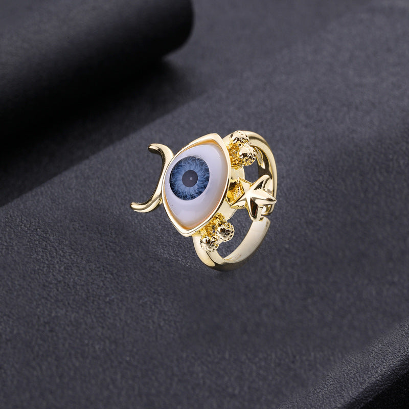 Evil Eye Ring Adjustable Vintage Geometric Dripping Oil Jewelry Gift For Men Women Durable High Quality Accessory