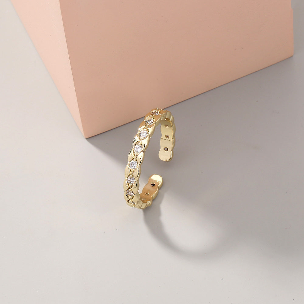 Copper Zircon Adjustable Ring For Women Trendy Fashion Jewelry Electroplated Elegant Accessory Elegant Everyday