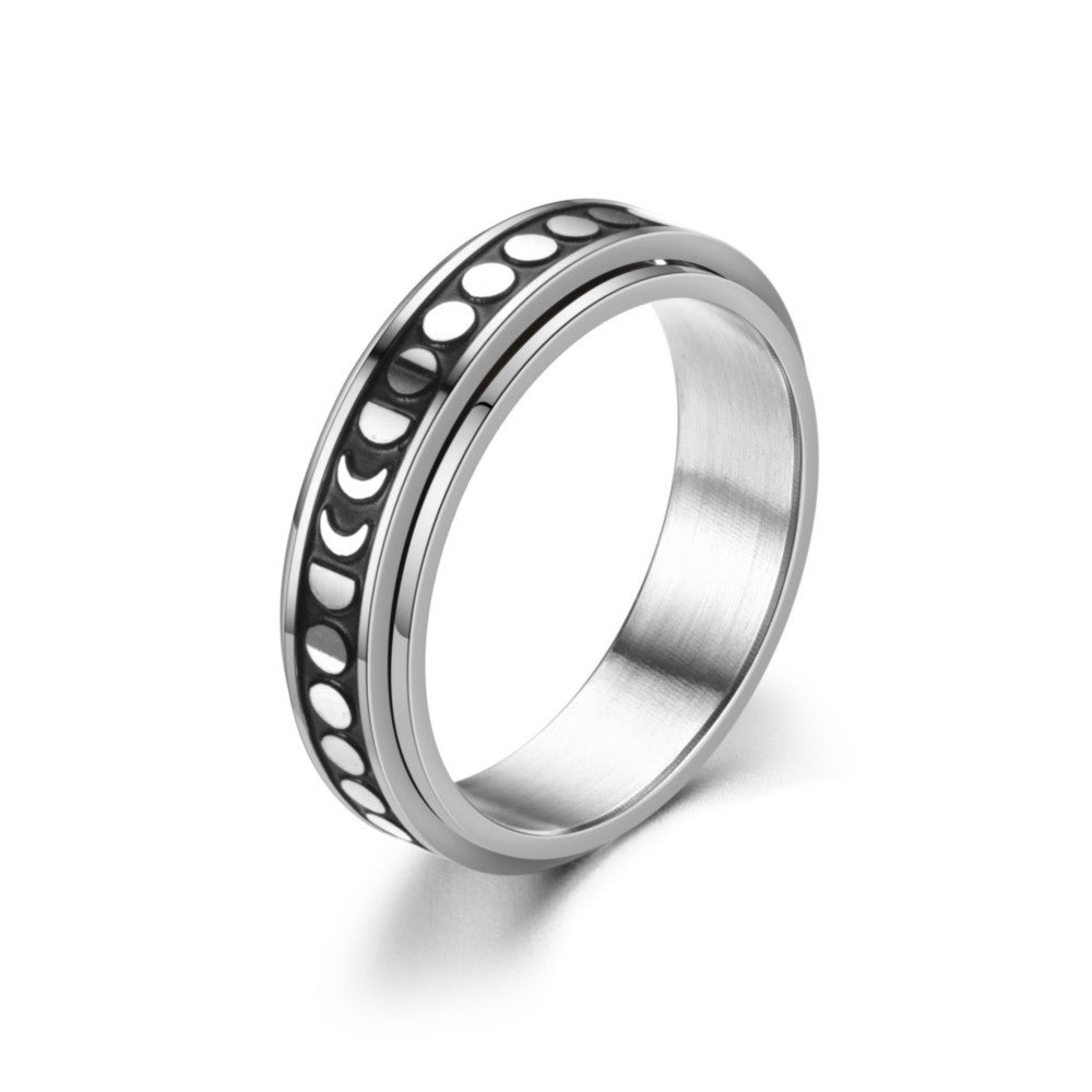 Geometric Ring Stainless Steel Blackened Titanium Steel Finish Durable Everyday Ring Mens Fashion Jewelry Edge