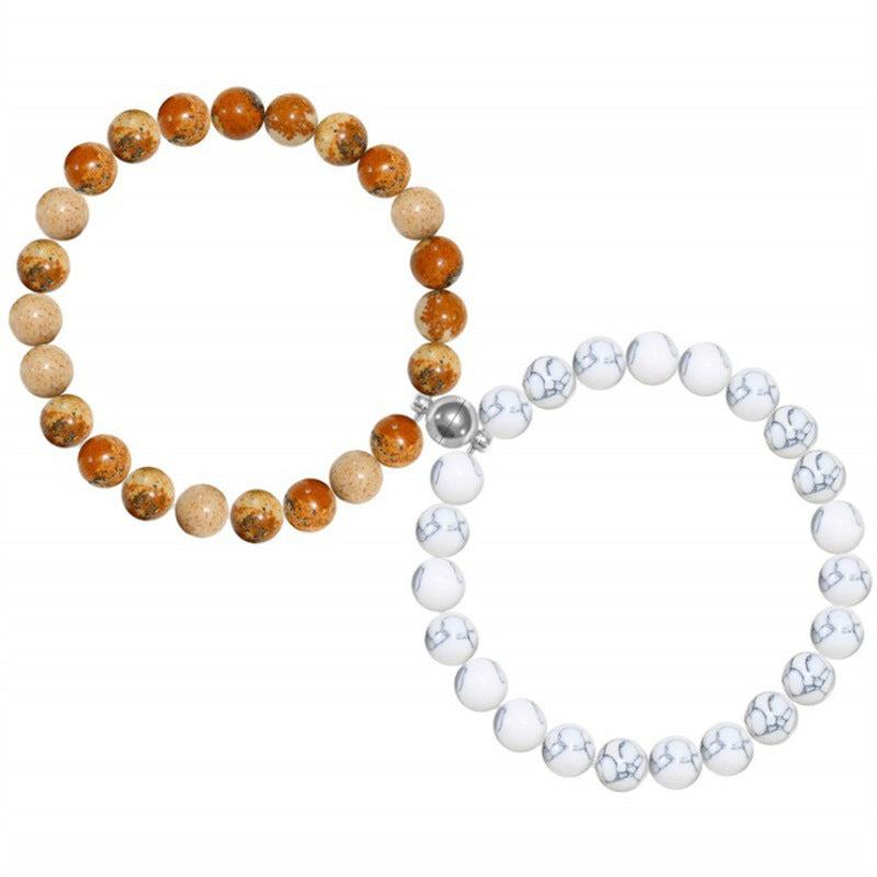 Couple Bracelets Set With Magnetic Buckle Matching Bracelet Simple Geometric Design Ethnic Retro Jewelry Anniversary