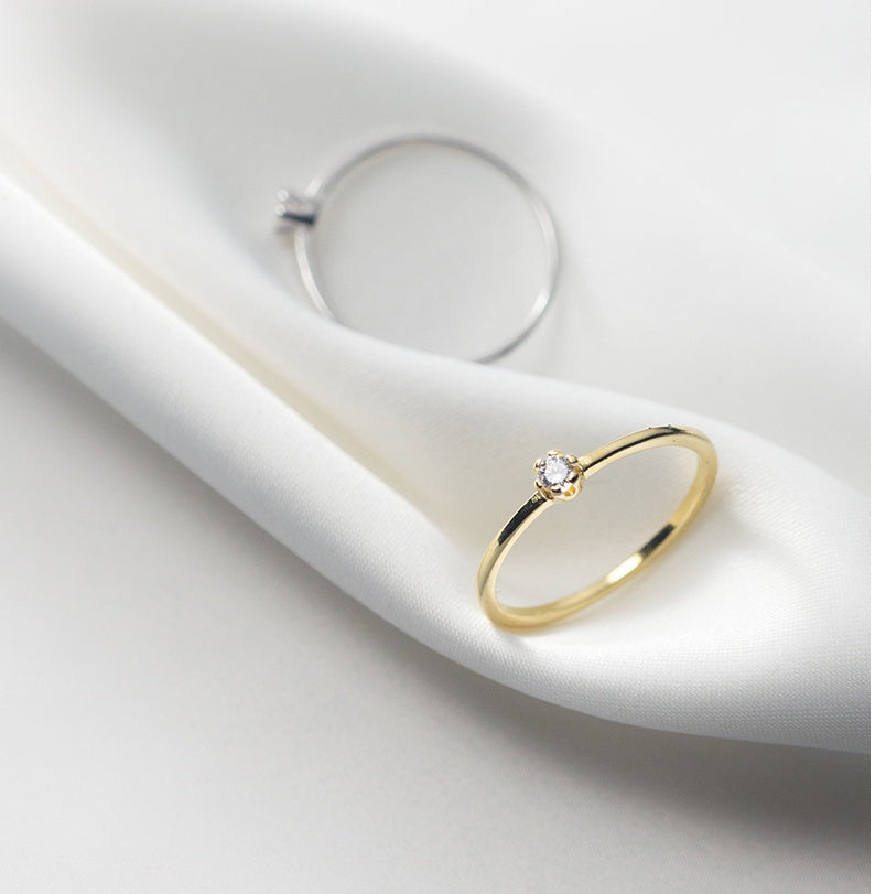 Sterling Silver Ring Elegant Diamond Ring for Women Korean Japanese Tail Style Classic Gift for Her Handcrafted Jewelry