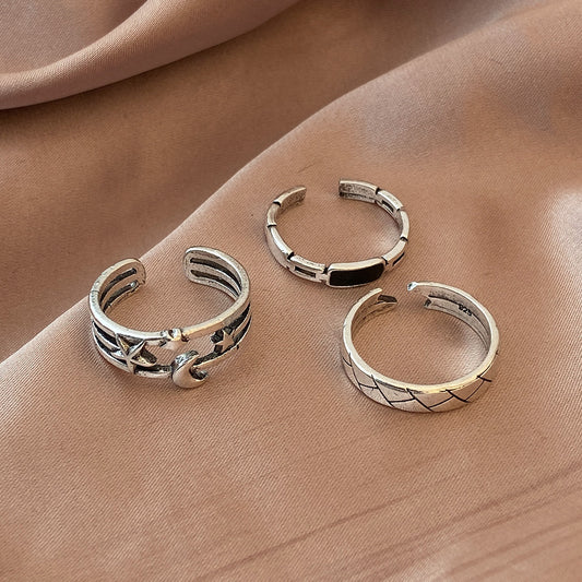 Geometric Star Moon Alloy Rings Set Of Electroplated Rings Retro European American Fashion Jewelry Ring Simple