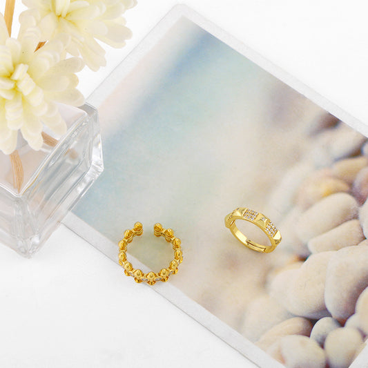 Fashion Ring For Index Finger Zircon Gem Gold Plated Copper Adjustable European Style Jewelry Semi Precious Stones