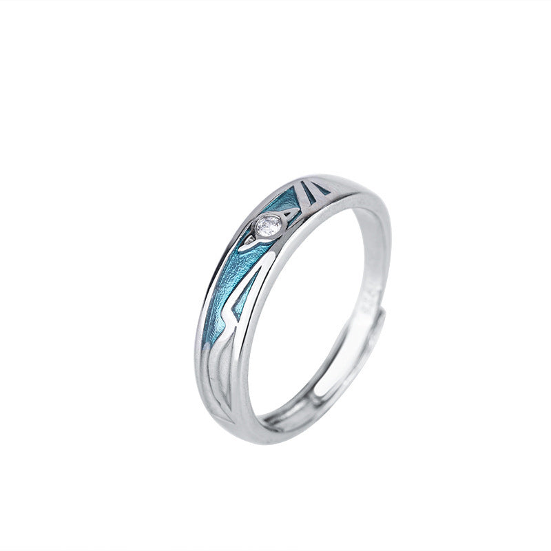 Butterfly Matching Couple Ring Zircon Copper Gift Idea