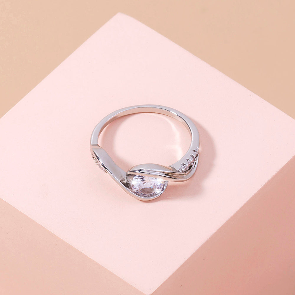 Womens Copper Ring Zircon Inlaid Adjustable European Fashion Jewelry All Match Light Luxury Everyday Chic Gift