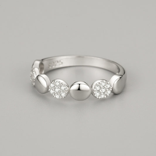 Womens Fashion Ring Round Diamond Simulant Gemstone Gold Plated Inlay 925 Sterling Silver Ring For Women Girls