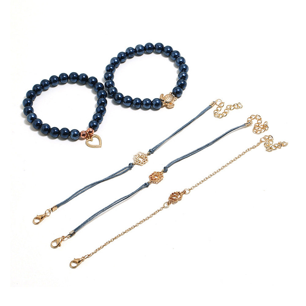 Unisex Geometric Bracelet Along Anchor Design Electroplated Alloy Jewelry For Men And Women Gold White Finishes