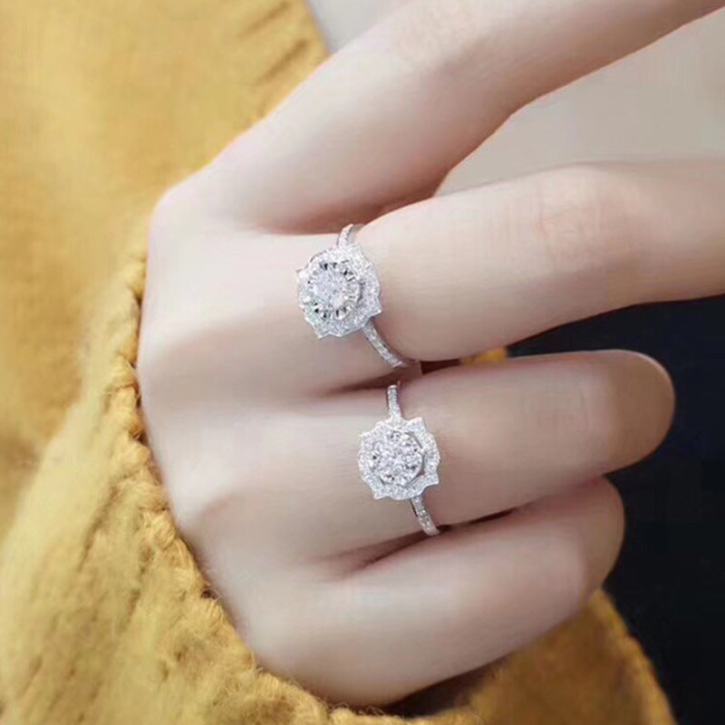 Square Package Womens Ring Microinlaid Zircon Geometric Style Wedding Jewelry Copper Ring For Everyday Refined