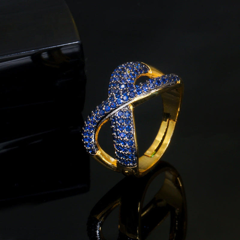 Inlaid Color Zirconium Ring For Women And Girls Copper Geometric Blue Green Red Gold White Ring Gift Live Ring