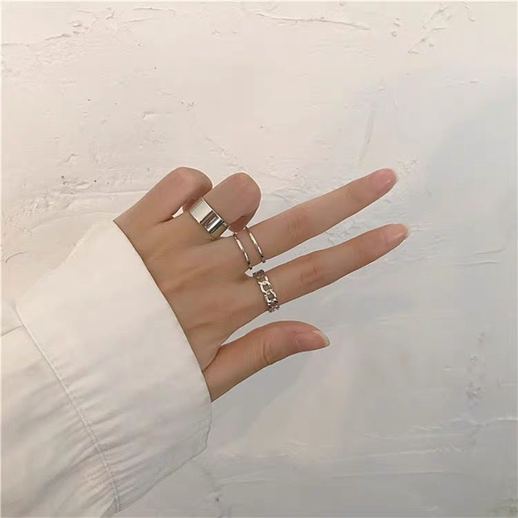 Geometric Ring Set Stylish Elegant Plated Alloy Stackable Knuckle Rings For Women Gift Black Gold Silver Flair