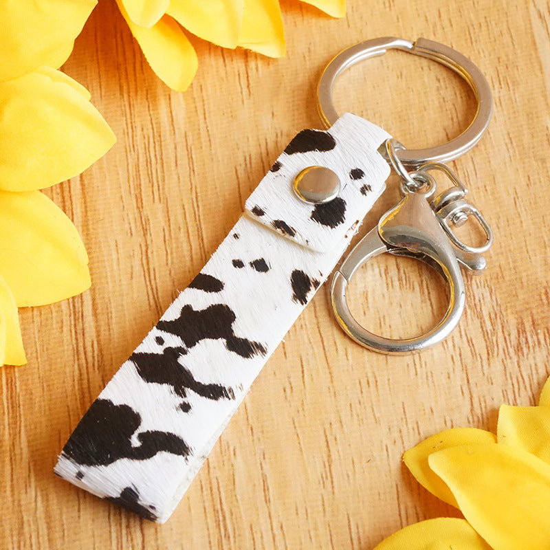 Leather Animal Print Keychain With Handmade Electroplated Finish Handbag Pendant And Car Key Accessory Style Collection
