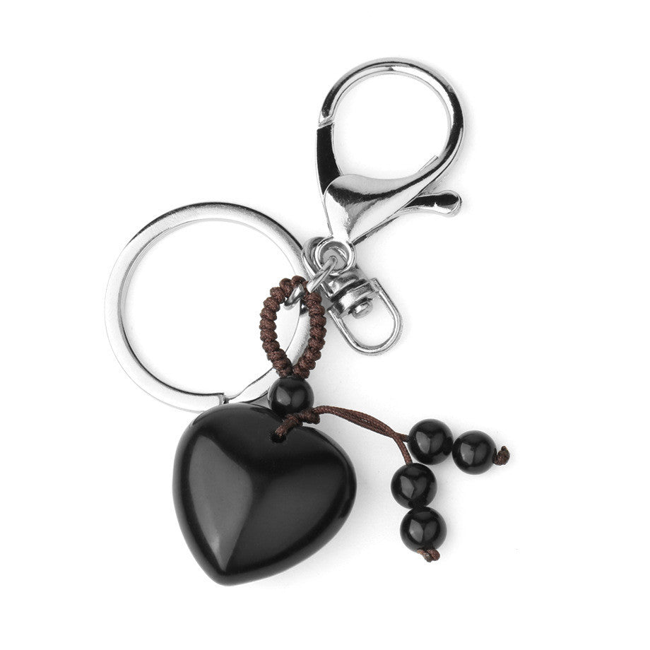 Natural Stone Keychain Electroplated Love Heart Key Chain Water Drop Bell Freshly Baked Unique Stone Drop Bell