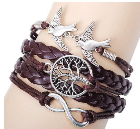 Womens Alloy Bracelet Vintage Hand Woven Jewelry European Fashion Animal Zodiac Signs Big Tree Design Gift For Her