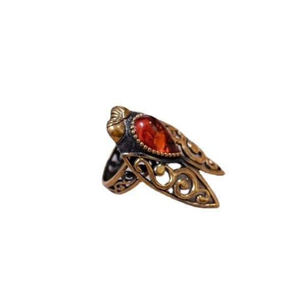 Vintage Electroplated Animal Ruby Ring Unisex Alloy Inlay