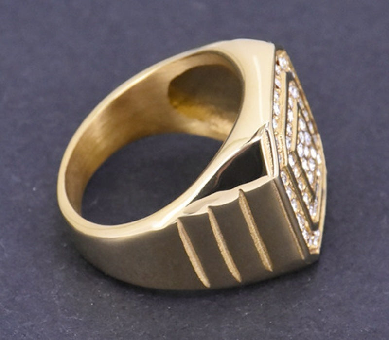 Mens Hip Hop Punk Gold Ring Stainless Steel Jewelry