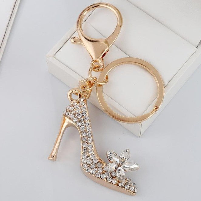 Womens High Heel Keychain Fashion Zinc Alloy Key Chain Gold Color Shoe Accessory For Purse Handbag Keys Wallet