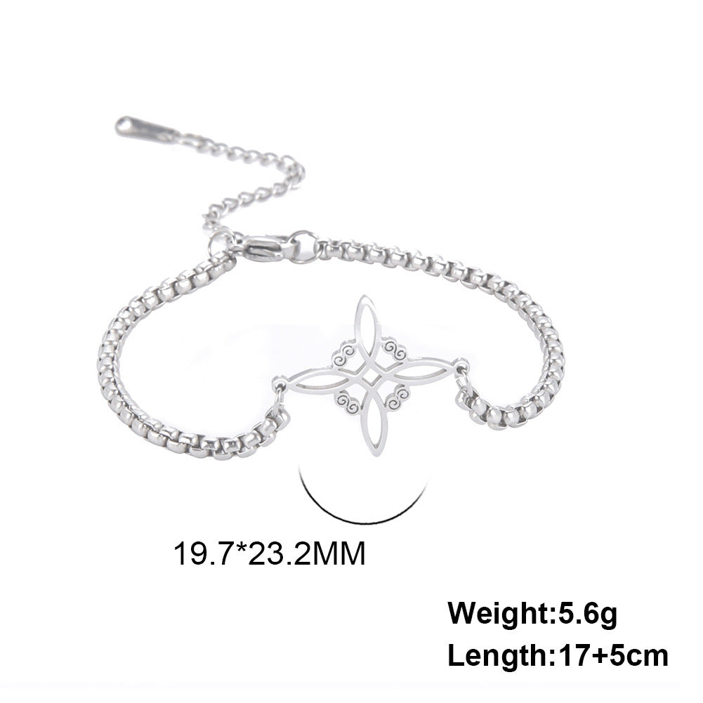 Unisex Witch Knot Bracelets Electroplated Stainless Steel Jewelry Cut Out Design Steel Finish For Men And Women