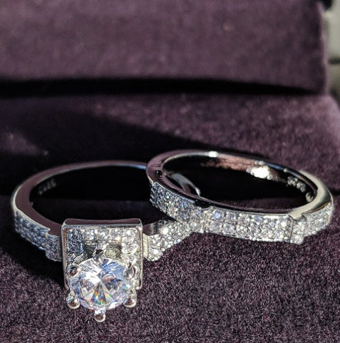 Womens 925 Sterling Silver Ring Zircon Inlay Band For Her Simple Silver Ring Size 5 6 7 8 9 10 Style Band Ring