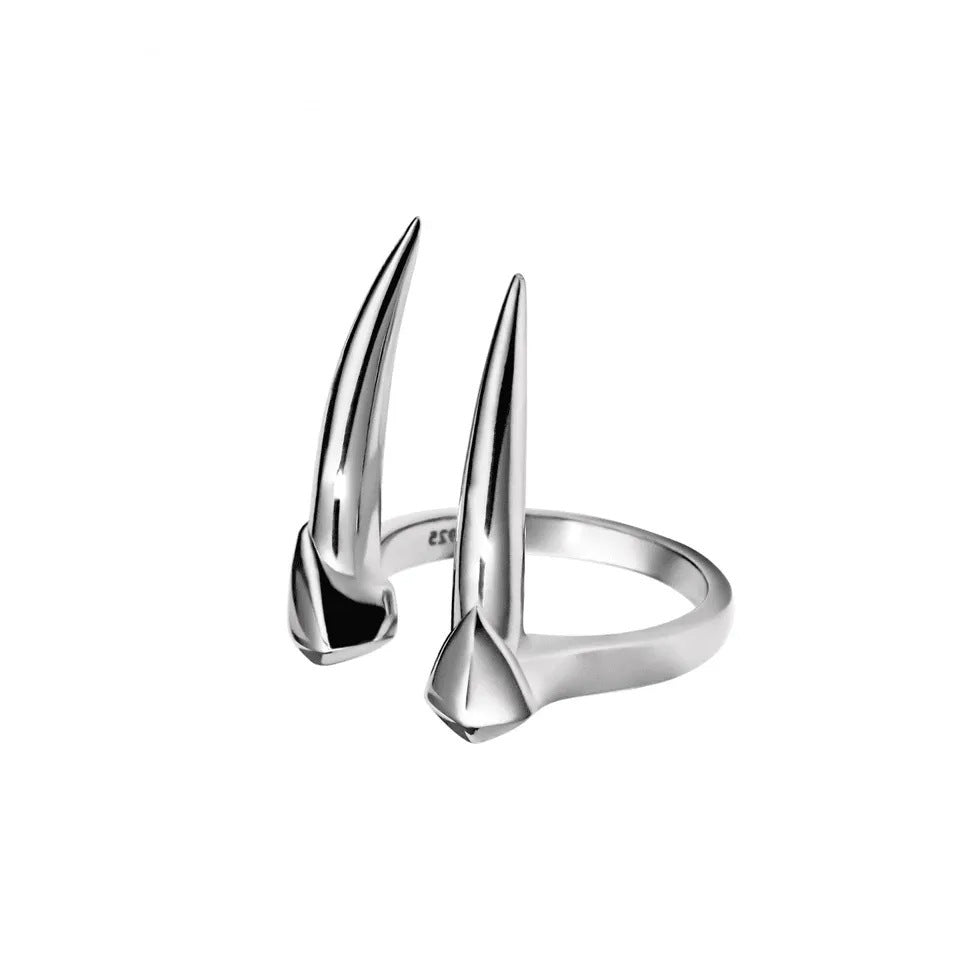 Geometric Adjustable Alloy Ring Electroplated Silver Jewelry Pointed Statement Ring Europe And Americas Styles