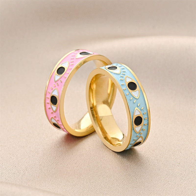 Unisex Titanium Steel Ring With Golden Green Oil Finish And Golden Yellow Oil Finish 6mm Wide 1.8mm Thick Cold