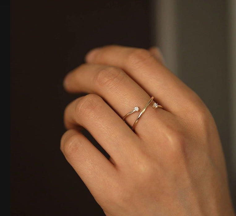 Geometric Copper Ring With Zircon Flower Design European Fashion Statement Ring Individually Packed Gift Trend